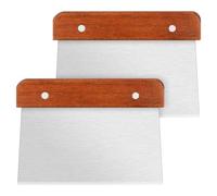 Vicloon Coupe Pâte Boulangerie 2PCS Corne Patisserie Manche en Bois Spatule Cuisine Raclette avec Mesure Ustensiles de Spatule Cuisine Inox Ramasse Légumes Cuisine pour Couper Pâte et Légumes