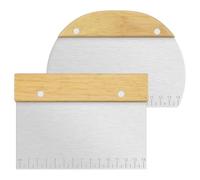 Vicloon Coupe Pâte Boulangerie 2PCS Corne Patisserie Manche en Bois Spatule Cuisine Raclette avec Mesure Ustensiles de Spatule Cuisine Inox Ramasse Légumes Cuisine pour Couper Pâte et Légumes