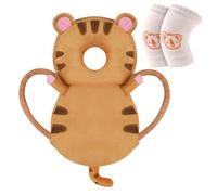 Vicloon Coussin de Protection de la Tête pour Bébé, Coussin de sac à dos Réglable pour Tout-petit avec Genouillères, Protection de la Tête pour Bébé de 4 à 24 mois Marche Rampante-Tigre brun