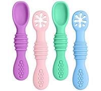 Vicloon Cuillère en Silicone pour Bébé,3PCS Cuillères Bébé Apprentissage Ustensile D'apprentissage Adapté à Dentition Première Étape Recommandé par Les Experts Sevrage