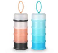 Vicloon Distributeur de lait en poudre, 2PCS Portable 4 Compartiments Boîte Doseuse à Poudre de Lait, pour le voyage et les activités de plein air, Gris & Rose + Bleu