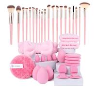 Vicloon Ensemble de pinceaux cosmétiques, 40 Pièces Rose kit de pinceaux cosmétiques, Professionnels Set Pinceaux Synthétiques Fard à Joues En Peluche, Poudre De Brillant à Lèvres