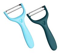Vicloon Eplucheur Cuisine,2PCS Econome Legumes Eplucheur Céramique Éplucheur Légumes Double Tranchant Manche Dentelé,Pointu et Ergonomique pour Fruits et Légumes