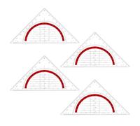 Vicloon Équerre Géométrique, 4Pcs Equerre Ecole Rapporteur, 15.5 cm Triangle De Géométrie Transparent, 2 en 1 Règle de Rapporteur kit en Plastique pour Etudiants Bureau Maths（Rouge）