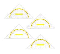 Vicloon Équerre Géométrique avec Poignée, 4Pcs Equerre Ecole Rapporteur, 15.5 cm Triangle De Géométrie Transparent, 2 en 1 Règle de Rapporteur kit en Plastique pour Etudiants Bureau Maths（Jaune）