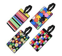 Vicloon Étiquette Bagages Étiquettes,4pcs Etiquettes de Bagage en Silicone D'étiquette De Sac à Main,Étiquettes de Valise de Bagage, pour Prévenir La Perte des Sacs et Valises (4PCS)