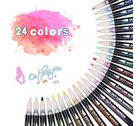 Vicloon Feutres Paillettes, 24 Couleurs Marqueurs Métalliques Feutres Cadeau Idee Stylos de Contour Stylo Paillette Marqueur Magique pour Dessin Carte Cadeau