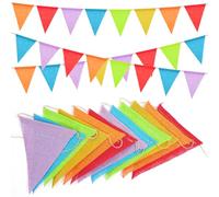 Vicloon Guirlande Fanions Toile de Jute Multicolore, 36PCS Fanion Jute, 12M Drapeaux Triangle Bannière Vintage, Guirlande Banniere Mariage en Toile pour Chambre d'enfant, Fête, Anniversaire