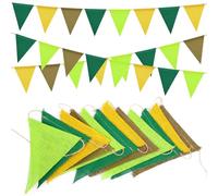 Vicloon Guirlande Fanions Toile de Jute Vert, 36PCS Fanion Jute, 12M Drapeaux Triangle Bannière Vintage, Guirlande Banniere Mariage en Toile pour Chambre d'enfant, Fête, Anniversaire
