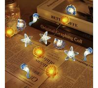 Vicloon Guirlande Lumineuse Animaux Marins, 2M 20LED Guirlande Lumineuse Maritime, Hippocampe, étoile de Mer, Tortue, Coquillages, Décoration pour Chambre d'enfant, Fête, Balcon, Mariage