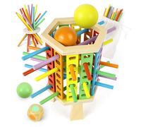 Vicloon Jeu de Société en Bois Montessori, Jeux de Bâton Coloré avec 30 Bâtonnets Colorés & Dés, Jeu de Tour en Bois pour Motricité Développement, Jeux de Famille pour Enfants et Adultes