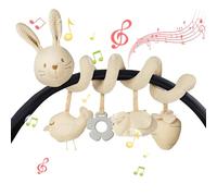 Vicloon Jouet de Poussette de Bébé, Spirale d'activité Bébé, Jouets Suspendus, Jouets D'activités de Voyage, Jouets en Peluche pour Cadeaux Naissance d'anniversaire (Lapin)