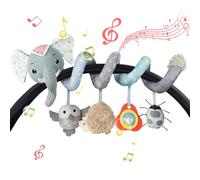 Vicloon Jouet de Poussette de Bébé, Spirale d'activité Bébé, Jouets Suspendus, Jouets D'activités de Voyage, Jouets en Peluche pour Cadeaux Naissance d'anniversaire (Éléphant Gris)