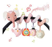 Vicloon Jouet de Poussette de Bébé, Spirale d'activité Bébé, Jouets Suspendus, Jouets D'activités de Voyage, Jouets en Peluche pour Cadeaux Naissance d'anniversaire (Éléphant Rose)