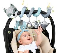 Vicloon Jouet de Poussette de Bébé, Spirale d'activité Bébé, Jouets Suspendus, Jouets D'activités de Voyage, Jouets en Peluche pour Cadeaux Naissance d'anniversaire (Renard Gris)