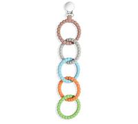Vicloon Jouet pour Poussette, Jouets à Anneaux de Dentition en Silicone pour Poussette, Crochets De Jouets pour Bébé, 5 Anneaux, Sans BPA, pour Que Bébé Puisse S’exercer à Attraper et Tirer