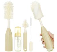 Vicloon Kit de Goupillons pour Biberons, 3 en 1 Nettoyage Biberon Brosse Costume, avec Technologie de Mousse à Pression, sans BPA, Nettoyage à 360 °, pour Biberons, Tire-Lait et Tétine, Kaki