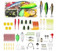 Vicloon Leurres de Pêche Kit, 116PCS Kit D'appâts de Pêche Portable avec Boîte, Kits D'accessoires de Pêches avec Minnow, Popper, Plastique vers Adapté à La Pêches en Eau Douce et Salée