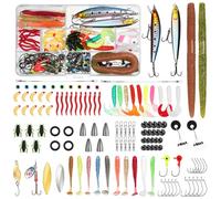 Vicloon Leurres de Pêche Kit, 123PCS Kit D'appâts de Pêche Portable avec Boîte, Kits D'accessoires de Pêches avec Minnow, Popper, Plastique vers Adapté à La Pêches en Eau Douce et Salée