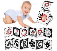 Vicloon Livre D'eveil Double Face en Tissu, Livre Tissu Noir et Blanc Bébé Pliable Réutilisable, pour 6-12 Mois et Tout-Petits, Favorise développement Cerveau Bébé, Cadeau Parfait (Noir)