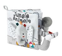 Vicloon Livre Tissu Bébé Eveil,Jouet Educatif Enfant Idée Cadeau Dès la Naissance, Doux Froissé avec des Animaux (Éléphant)
