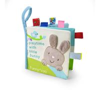 Vicloon Livre Tissu Bébé Eveil, Jouet Educatif Enfant Idée Cadeau Dès la Naissance, Livre Doux Froissé avec des Animaux (lapin)