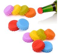 Vicloon Lot de 12 Bouchons à Vin Silicone, Bouchon de Bouteille Rond, Réutilisables Bouchons en Silicone, Bouchon Capsules de Bière/Beer pour Bouteilles de Vin ou de Bière en Verre-Multicolore