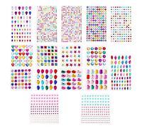 Vicloon Lot de 1908 pierres à paillettes autocollantes - En acrylique multicolore - Pour le visage, le corps, les ongles et l'artisanat, les cadres photo, les cartes de vœux