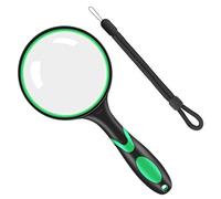 Vicloon Loupe de Lecture, 10x Loupe à Main avec poignée en Caoutchouc Souple antidérapante 75 mm et Miroir incassable pour Livres scientifiques, journaux, Lecture, Insectes, Passe-Temps (Vert)