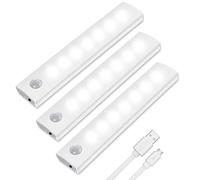 Vicloon Lumière de Placard,3Pcs Lampe de Placard,Lampes 7 LED,Sans Fil, Rechargeable par USB, Aimanté, Détecteur de Mouvement, Baladeuse de Secours, Veilleuse Enfant
