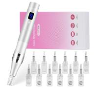 Vicloon Microneedling pour Visage, Dermapen Microneedling Professionnel avec 12 Aiguilles et 5 Vitesses, Réglable Microneedling Pen 0-2mm, pour Soins Visage/Cou/Contour des Yeux