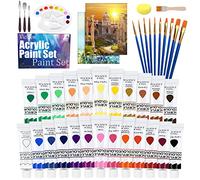 Vicloon Peinture Acrylique,41 Kit de Peinture Acrylique Comprenant 24 x 12 ML de Pigment + 11 pinceaux + 2 Planches à Dessin pour Les Artistes Débutants/Professionnels