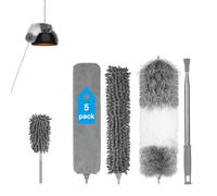 Vicloon Plumeau Telescopique, 7Pcs Plumeau Poussière Duster Kit, Brosse à Poussière Lavable, Plumeaus Microfibre avec Poignée en Acier Inoxydable 243CM, Nettoyeur de Poussières pour Domicile
