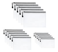 Vicloon Pochette Document Zippée A4 A5 A6, 15pcs PVC Transparentes Document Dossier, Pochettes Zippée Zip Sac de Dossier Stockage Pochette Plastique Mesh Étanche pour Fournitures, Bureau