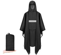 Vicloon Poncho de Pluie Multifonction, Poncho Pluie Imperméable 3 en 1 Réutilisable Cape de Pluies pour Moto/Vélo Avec Capuche pour Randonnée en Plein Pêche, Noir avec Poches Bandes Réfléchissantes