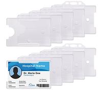 Vicloon Porte Badge, 10pcs Porte-cartes D'identité Vertical, Badges en Plastique Rigide à Glisser Sur Une Face pour Bureau, École, Exposition, Carte de Bus, Employé D'usine (Noir)