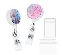 Vicloon Porte Badge Enrouleur, 2pcs Porte-Badges et Portes badge d'identité, Infirmière Badges avec Clip Rétractable pour les médecins et le personnel cadeau d'étudiant