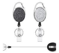 Vicloon Porte Badge Enrouleur, 2pcs Porte-clés Retractable et Badges en Plastique, Cordon Rétractable Pour Des Cartes D'identité Cles Clip de Ceinture (Nior, Blanc)