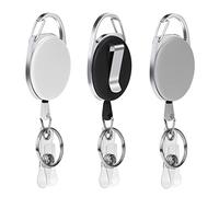 Vicloon Porte Badge Enrouleur, 3pcs Porte-clés Retractable,cordon rétractable Avec Enrouleur de Ceinture Pour Porte CléS Porte Badge de Carte D'Identité, Avec Ressort Renforcé (Noir, Blanc, Gris)