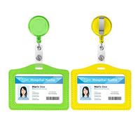 Vicloon Porte Badge Tour de Cou Rétractable,2pcs, Horizontal, Vert +Jaune | Porte Carte avec Clés Rétractable, Carte D'Identité Horizontal, pour Bureau, Étudiant, Exposition,Carte de Bus