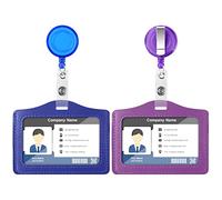 Vicloon Porte Badge Tour de Cou Rétractable, 2pcs, Violet+Bleu Foncé | Porte Carte avec Clés Rétractable, Carte D'Identité Horizontal, pour Bureau, Étudiant, Exposition,Carte de Bus