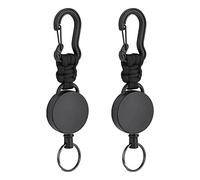 Vicloon Porte-Clés Rétractables, 2PCS Porte-Badge Mousqueton Robuste,Rétractable Badges Reel Clip avec Lanière Tressée, Clés en Paracorde et Cordon en Fil D'acier,pour La Randonnée, L'extérieur