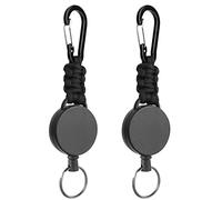 Vicloon Porte-Clés Rétractables, 2PCS Porte-Badge Mousqueton Robuste,Rétractable Badges Reel Clip avec Lanière Tressée, Clés en Paracorde et Cordon en Fil D'acier,pour La Randonnée, L'extérieur