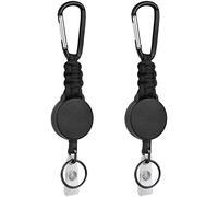 Vicloon Porte-Clés Rétractables, 2PCS Porte-Badge Mousqueton Robuste,Rétractable Badges Reel Clip avec Lanière Tressée, Clés en Paracorde et Cordon en Fil D'acier,pour La Randonnée, L'extérieur