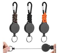 Vicloon Porte-Clés Rétractables, 3PCS Porte-Badge Mousqueton Robuste, Rétractable Badges Reel Clip avec Lanière Tressée, Cles en Paracorde et Cordon en Fil D'acier pour L'extérieur (3 couleurs)