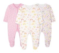 Vicloon Pyjama Bébé Fille, 3PCS Dors Bien Manches Longues Bébé, 100% Coton Combinaison avec Pieds Bébés, Nouveau-Né Vêtements Fille 9-12 Mois