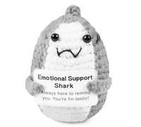 Vicloon Requin Positif, Requin Positive en Français, Peluche Poupées avec Carte Positive, Mini Motivantes Tricotée Requin Gris, Cadeau Original & Amusant pour Famille Homme Femme Couple Collegue