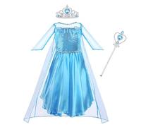 Vicloon Robe Enfant de Princesse,3pcs Robe Princesse avec Accessoires de Baguette Magique Princesse Couronne,Déguisement de Cape Brillante de Luxe pour Fête/Cosplay