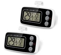 Vicloon Thermomètre de Réfrigérateur, 2pcs Thermomètre numérique, Thermomètres étanche Pour Congélateur aec Crochet Fonction D'enregistrement Max/Min Facile à Lire idéal Pour La Maison (Blanc et Noir）