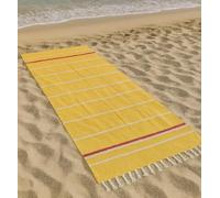 Vico Casa® Serviette de Plage Riviera 90x170cm, Serviette de Plage en Coton à Rayures/Fouta de Plage, Piscine, Sauna/Jaune et Rouge